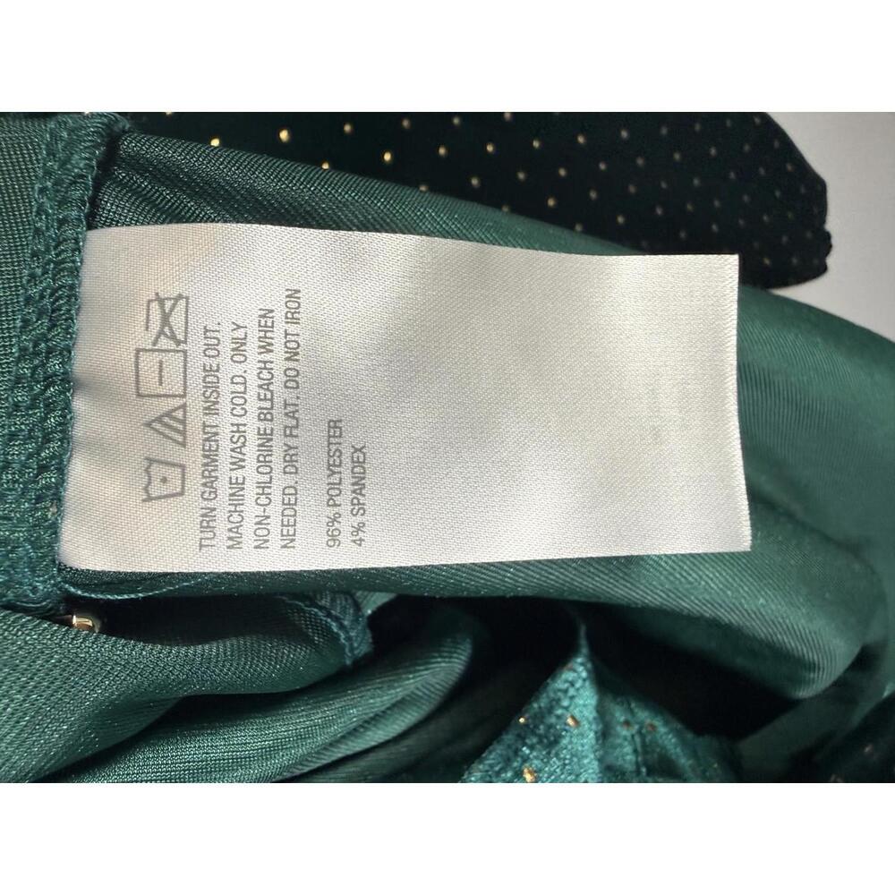 Colleen Lopez Green Velvet Studded Belted Peplum Blouse Size Medium - Picture 6 of 6